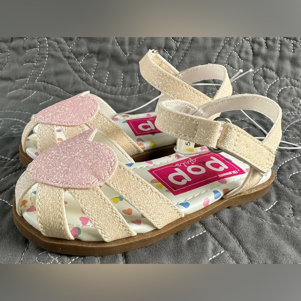 POP Toddler Girls Lil Yoselin White Pink Flat Sandals NWT Toddler Girls 5
